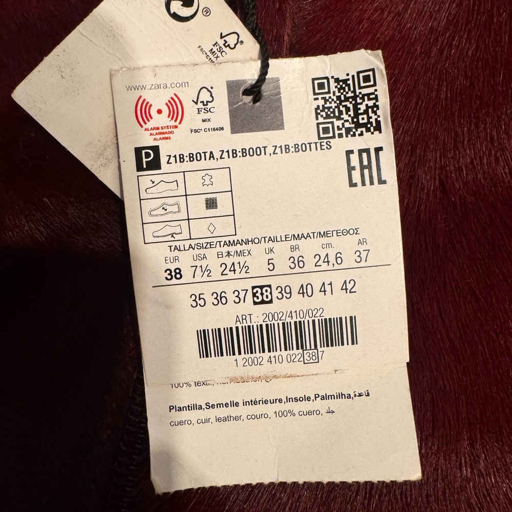 Zara Women's Burgundy Heeled Boots - Picture 4 of 4